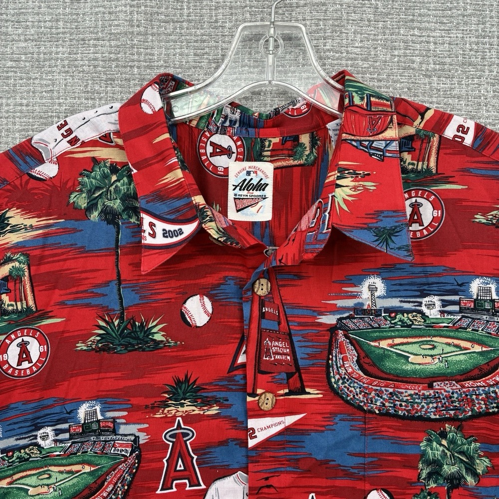 Vtg REYN SPOONER ANAHEIM ANGELS 2002 World Series Champions MLB Shirt XXL Red